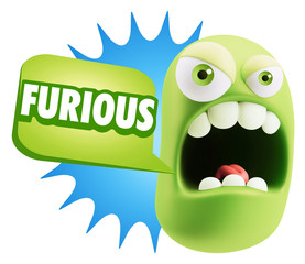 Fototapeta premium 3d Rendering Angry Character Emoji saying Furious with Colorful
