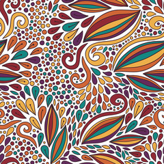 Floral seamless pattern. Bright doodle modern ornament. Textile print or packaging design