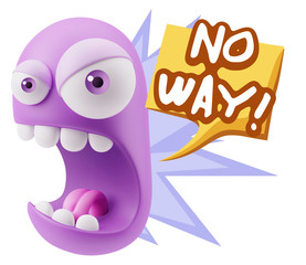 Obraz premium 3d Rendering Angry Character Emoji saying No Way with Colorful S