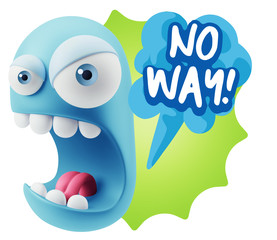 Obraz premium 3d Rendering Angry Character Emoji saying No Way with Colorful S