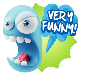 3d Rendering Angry Character Emoji saying Very Funny with Colorf
