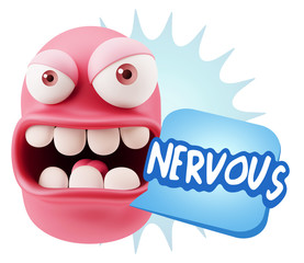 3d Rendering Angry Character Emoji saying Nervous with Colorful