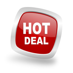hot deal square red glossy chrome silver metallic web icon