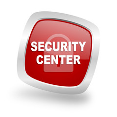 security center square red glossy chrome silver metallic web icon