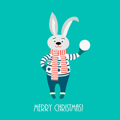 Cute white rabbit illustration