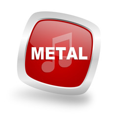 metal music square red glossy chrome silver metallic web icon