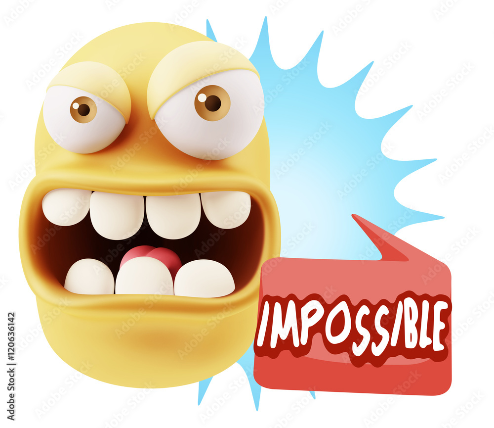 Fototapete 3d Rendering Angry Character Emoji saying Impossible with Colorf