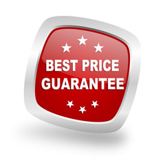 best price guarantee square red glossy chrome silver metallic web icon