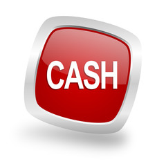 cash square red glossy chrome silver metallic web icon