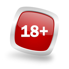 adults square red glossy chrome silver metallic web icon