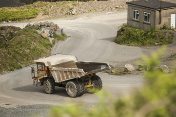 Dump truck on the road.