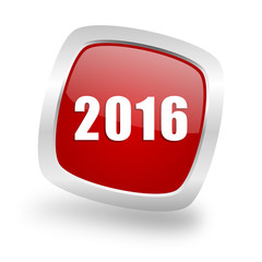 year 2016 square red glossy chrome silver metallic web icon