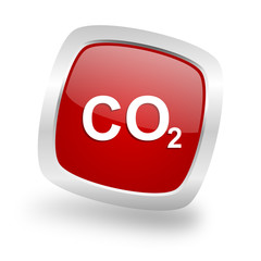 carbon dioxide square red glossy chrome silver metallic web icon