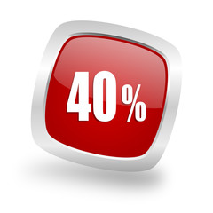 40 percent square red glossy chrome silver metallic web icon