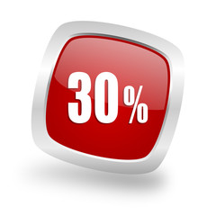 30 percent square red glossy chrome silver metallic web icon