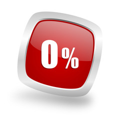 0 percent square red glossy chrome silver metallic web icon