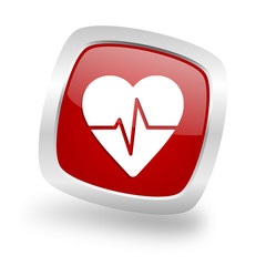 pulse square red glossy chrome silver metallic web icon