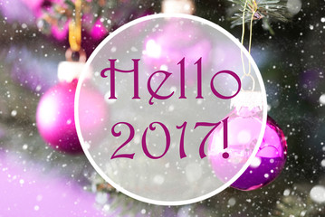 Blurry Rose Quartz Christmas Balls, Text Hello 2017
