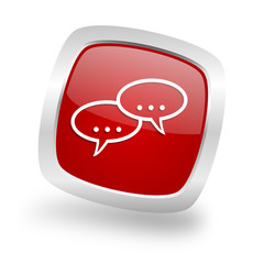 forum square red glossy chrome silver metallic web icon