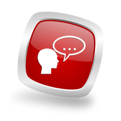 Fototapeta premium forum square red glossy chrome silver metallic web icon