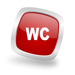 toilet square red glossy chrome silver metallic web icon