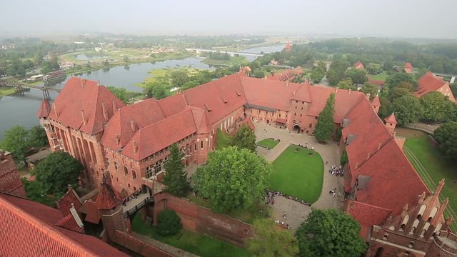 Malbork castle, aerial view from main tower, Poland 