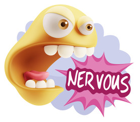 3d Rendering Angry Character Emoji saying Nervous with Colorful