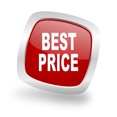 best price square red glossy chrome silver metallic web icon