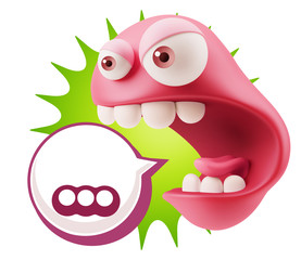 3d Rendering Angry Character Emoji saying … with Colorful Spee