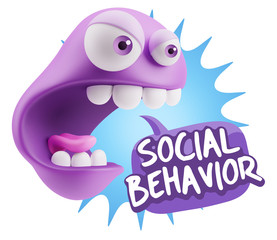 3d Rendering Angry Character Emoji saying Social Behavior with C