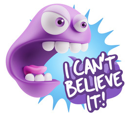 3d Rendering Angry Character Emoji saying I Can't Believe It wit