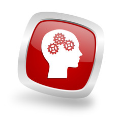 head square red glossy chrome silver metallic web icon