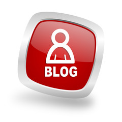 blog square red glossy chrome silver metallic web icon