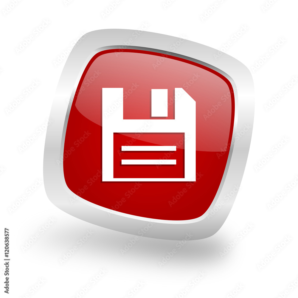 Poster disk square red glossy chrome silver metallic web icon