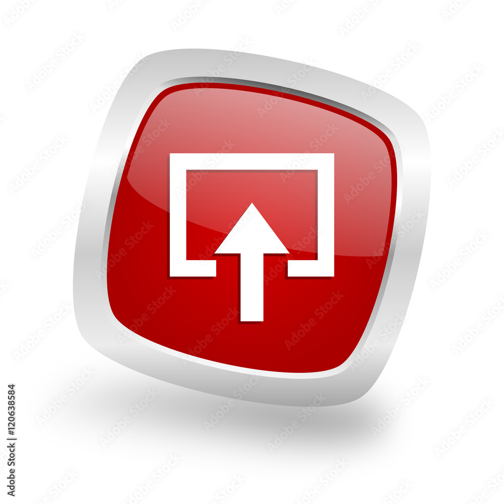 Poster enter square red glossy chrome silver metallic web icon
