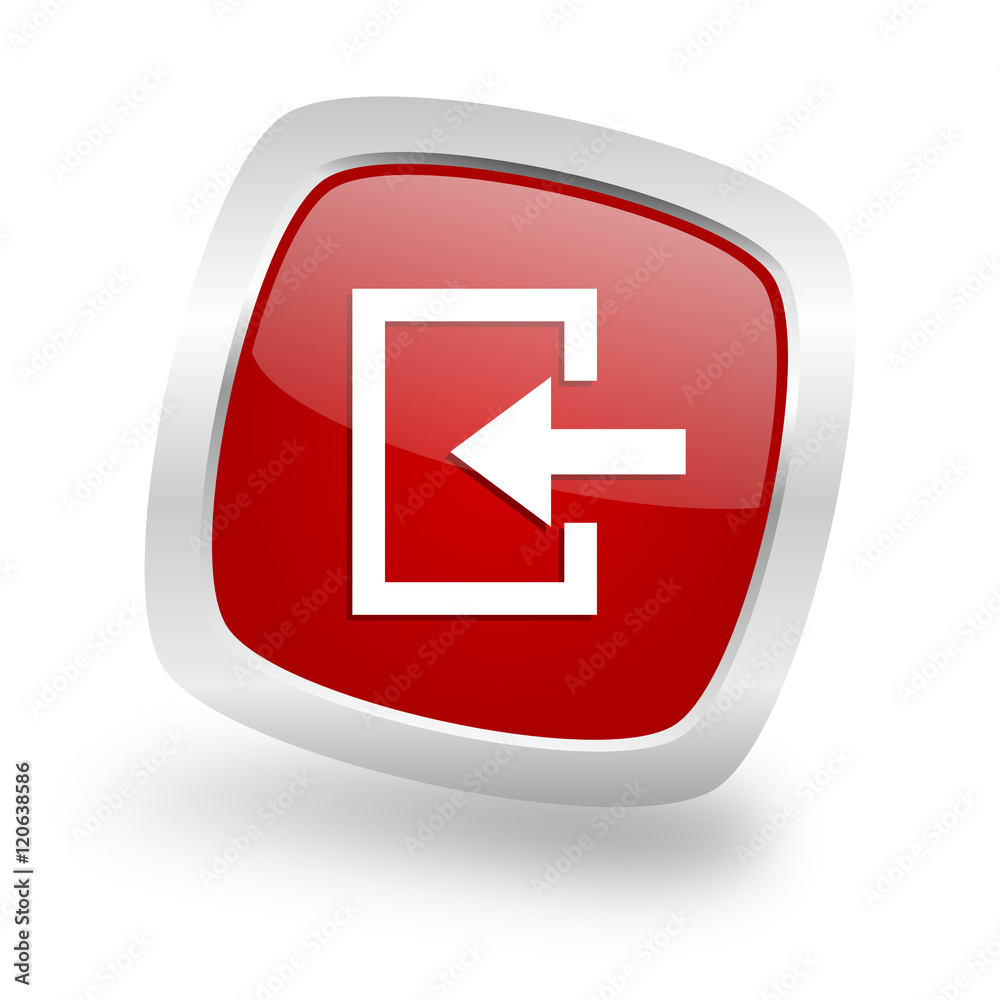 Aufkleber enter square red glossy chrome silver metallic web icon