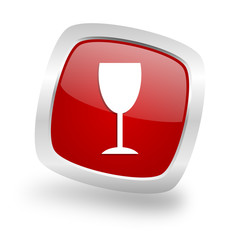 alcohol  square red glossy chrome silver metallic web icon