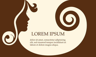 Woman beautiful profile face silhouette, template for a logo. Vector illustration.