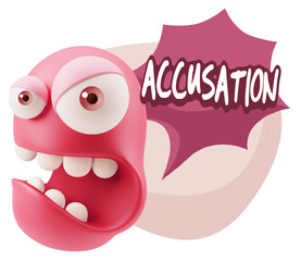 3d Rendering Angry Character Emoji saying Accusation with Colorf