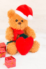 Cute teddy bear with Christmas hat