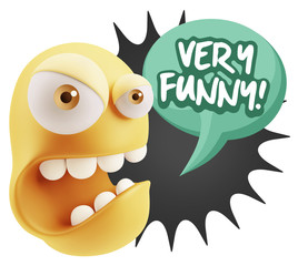 Fototapeta premium 3d Rendering Angry Character Emoji saying Very Funny with Colorf