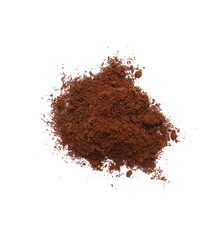 Ground roasted coffee, isolated on white