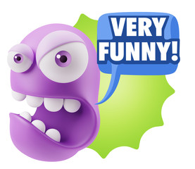 3d Rendering Angry Character Emoji saying Very Funny with Colorf
