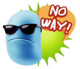 3d Rendering Angry Character Emoji saying No Way with Colorful S
