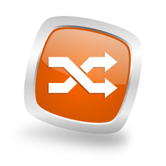 aleatory square orange glossy chrome silver metallic web icon