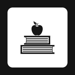 Two books and apple icon in simple style on a white background vector illustration