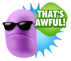 3d Rendering Angry Character Emoji saying That's Awful with Colo