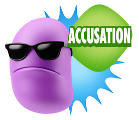 3d Rendering Angry Character Emoji saying Accusation with Colorf