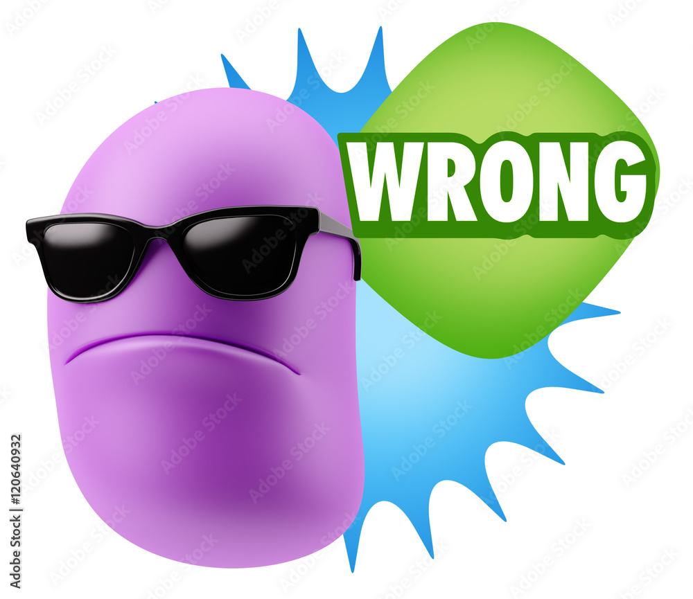 Fototapete 3d rendering angry character emoji saying wrong with colorful sp