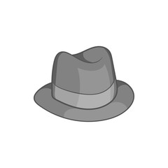 Gentlemans hat icon in black monochrome style isolated on white background. Headdress symbol vector illustration